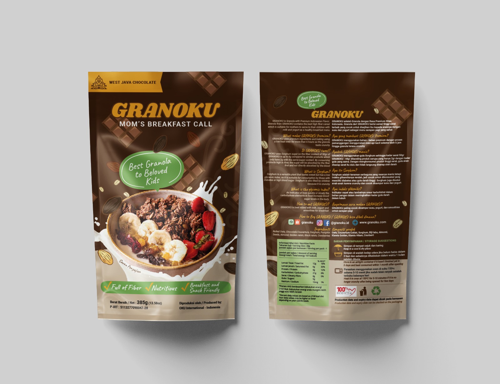 GRANOKU Crunchy Choco Nuts Cereals / Sereal 250gram